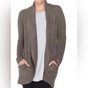 Barefoot Dreams CozyChic Lite Circle Lounge Cardigan Sweater Dark Brown Medium